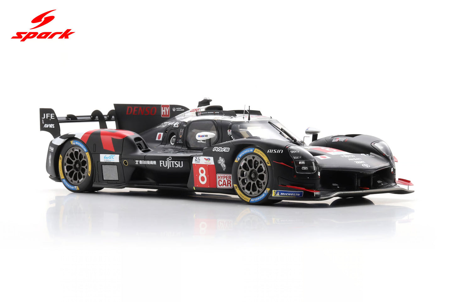 Spark Model Toyota GR010 Hybrid LMDh Team Toyota Gazoo Racing #8 WEC 24hrs Le Mans 2025 Black 1:18 WITH DISPLAY