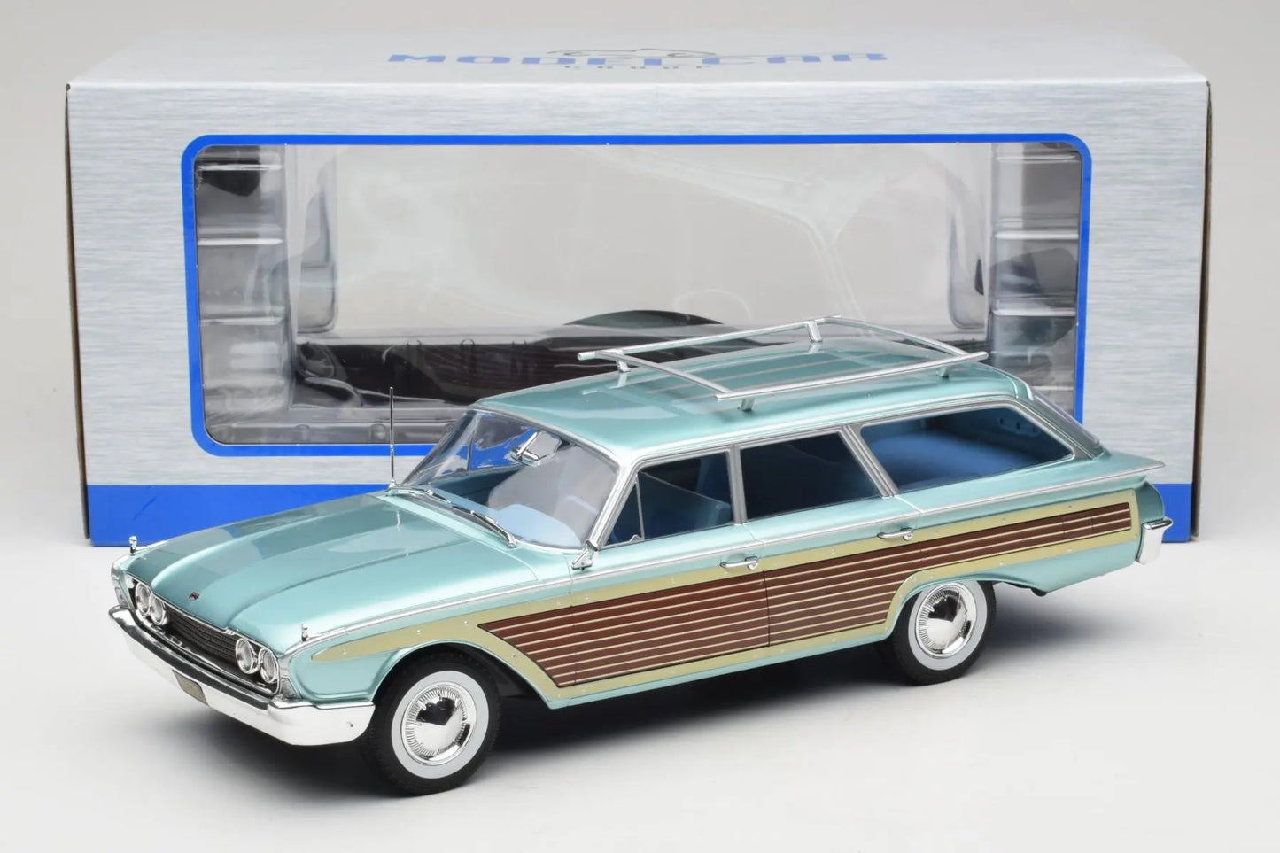 MCG 1960 Ford LTD Country Squire Blue Metallic & Woodgrain 1:18