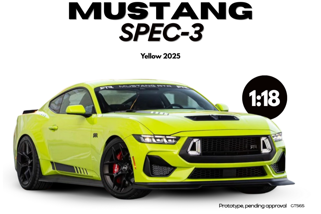 GT Spirit 2025 Ford Mustang RTR Spec-3 Coupe Yellow Green 1:18