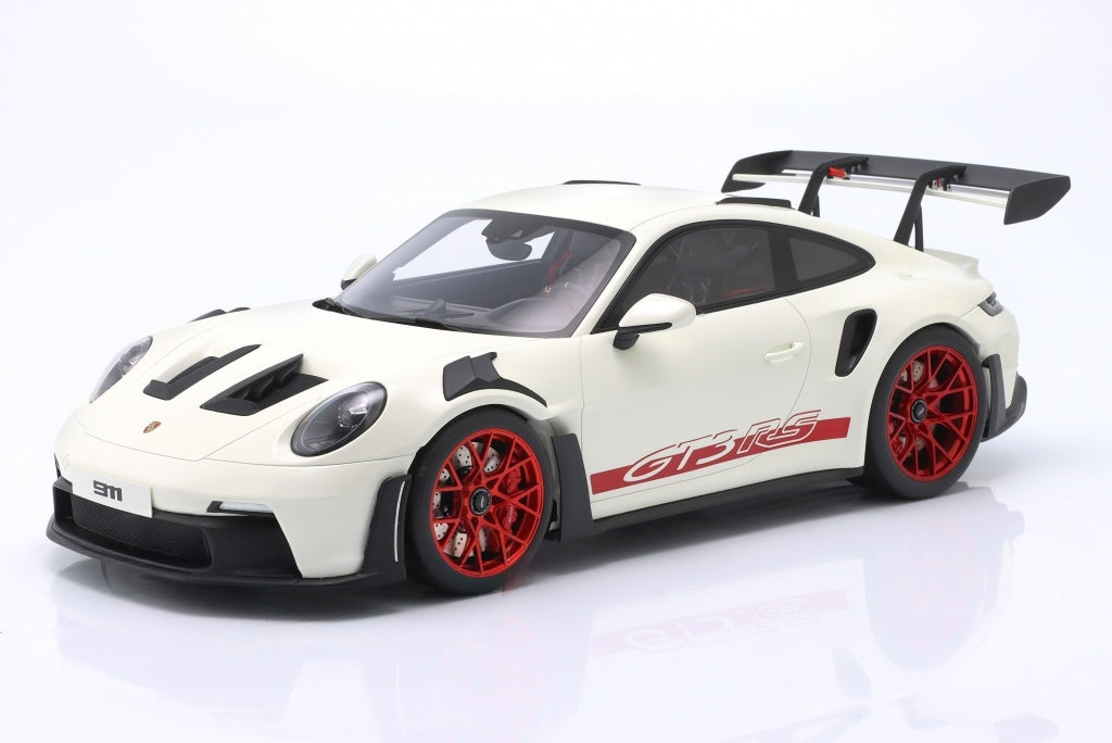 GT Spirit 2022 Porsche 911 992 GT3 RS White w/ Pyro Red Wheels & Deco