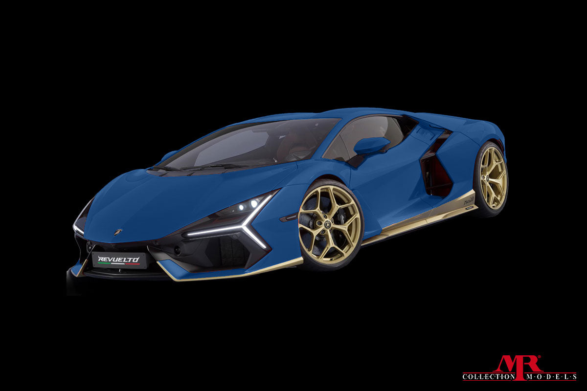 MR Models Lamborghini Revuelto Miura 60* Homage Blue Tahiti/Gold 1:18 WITH DISPLAY
