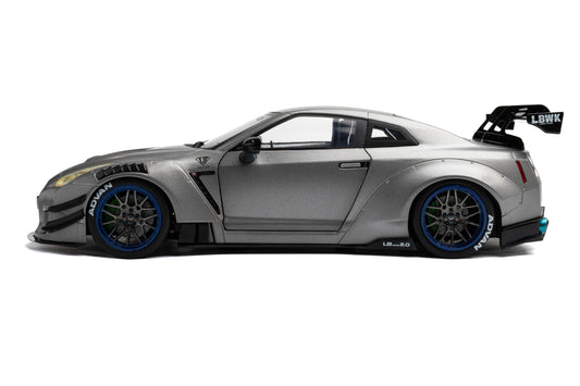 Solido 2023 Nissan GT-R (R35) W/ Liberty Walk Body Kit 2.0 Silver 1:18