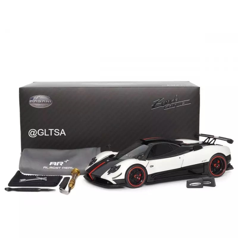 Almost-Real 2009 Pagani Zonda Cinque Coupe Bianco Benny White & Carbon 1:18