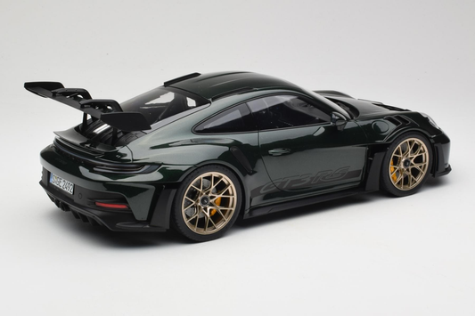 Norev 2022 Porsche 911 992 GT3 RS Jet Green Metallic w/ Black Deco & Gold Wheels 1:12