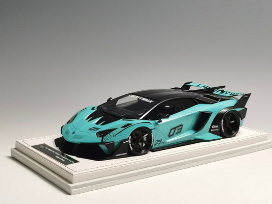 Ivy Merit Lamborghini Aventador GT Evo LB Silhouette Works Tiffany Blue 1:18 WITH DISPLAY