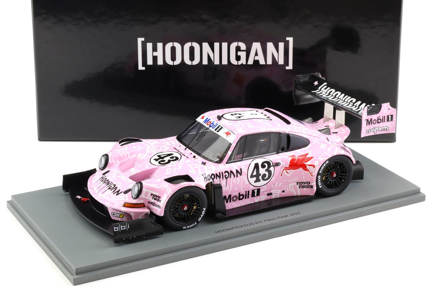 Spark-Model 2022 Porsche 911 (912 Base) Hoonipigasus No.43 Rally Pikes Peak Hill Climb Ken Block Pink 1:18