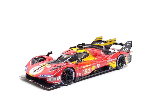 Bburago Ferrari 499P 3.0L Turbo V6 No 51 Team Ferrari AF Corse 2024 24hr Qatar - Red 1:18