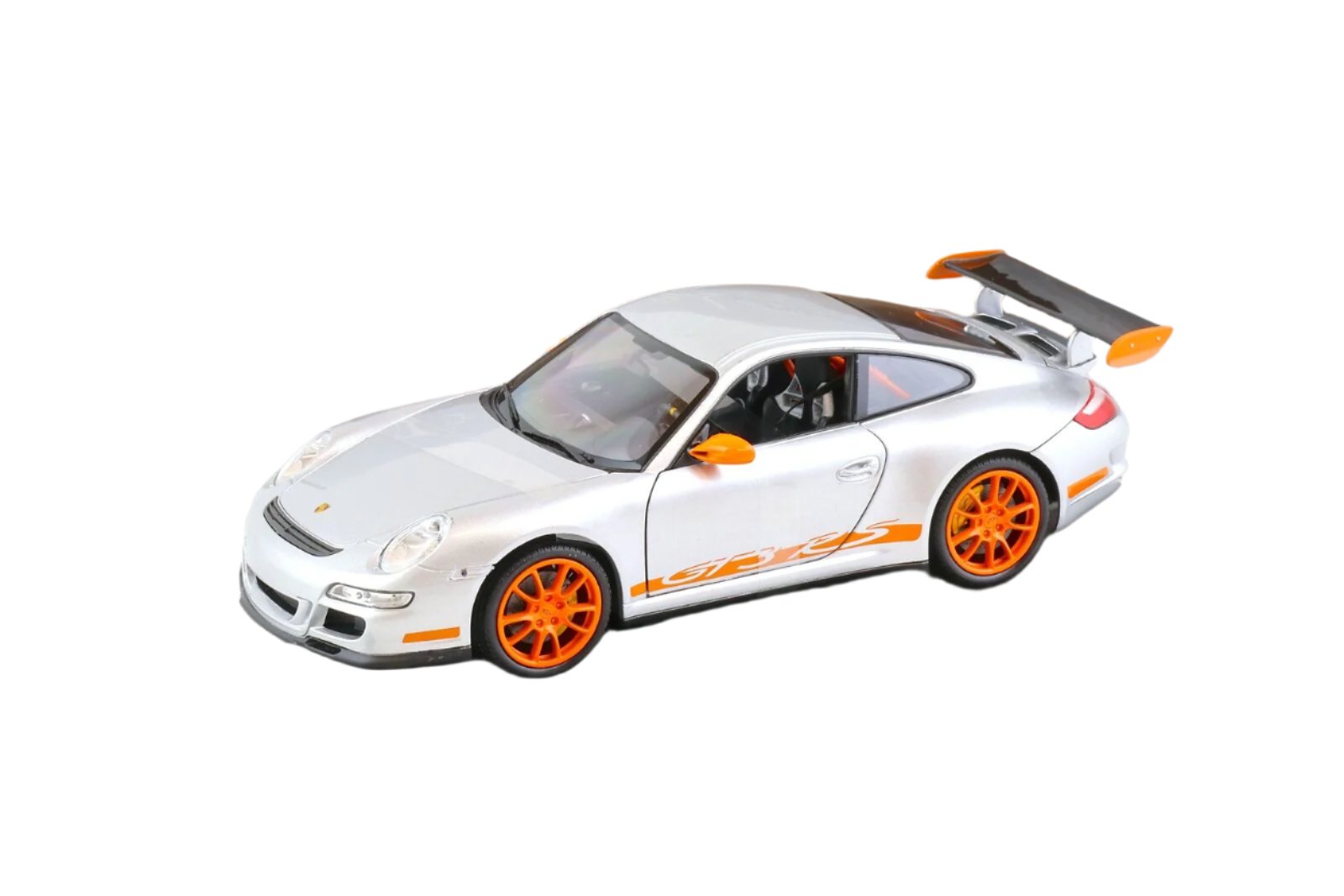 welly 1/18 ポルシェ 911 gt3rs 997 Welly 2007 Porsche 911 (997) GT3 RS Silver w/ Orange Stripe 1:18