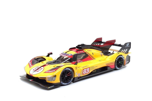 Bburago Ferrari 499P 3.0L Turbo V6 No 83 Team Ferrari AF Corse 4th WEC Qatar 2024 - Yellow 1:18
