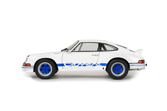 Solido 1973 Porsche 911 Carrera RS 2.7 White w/ Blue Wheels and Deco 1:18