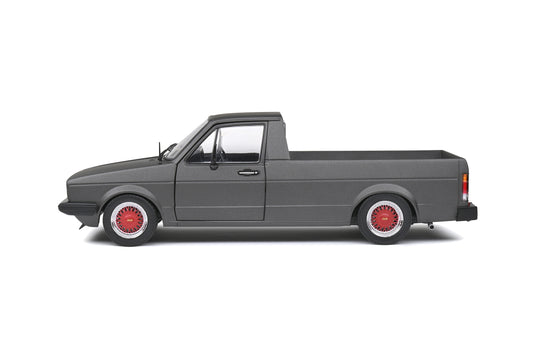 Solido 1982 Volkswagen MK 1 Caddy Pickup Matte Grey Custom w/ Red Wheels 1:18