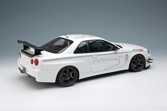 Make Up Co., Ltd / Eidolon Nissan Skyline GT-R (BNR34) V-spec N1 "Mine's" White WITH DISPLAY 1:18