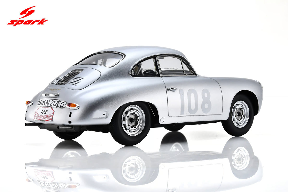 Spark-Model Porsche 356 BT5 1600 GS Carrera GT #108 WINNER Tour De Corse 1960 1:18 WITH DISPLAY