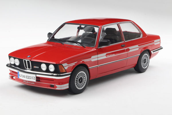 Het 1:18 Diecast-model van de BMW Alpina C1 2.3 E21 uit 1980 in rood