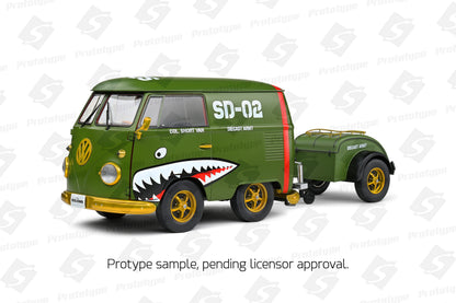 Solido 1950 Volkswagen T1 Van Kool Combi Diecast Army Fighter Green 1:18