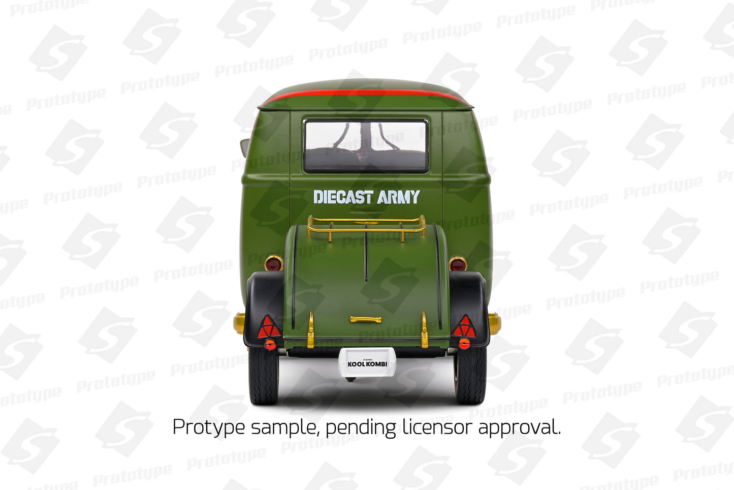 Solido 1950 Volkswagen T1 Van Kool Combi Diecast Army Fighter Green 1:18