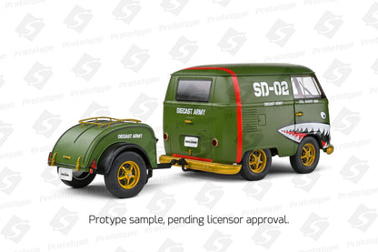 Solido 1950 Volkswagen T1 Van Kool Combi Diecast Army Fighter Green 1:18