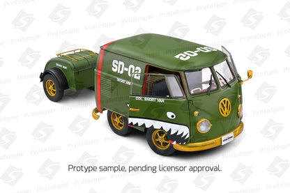 Solido 1950 Volkswagen T1 Van Kool Combi Diecast Army Fighter Green 1:18