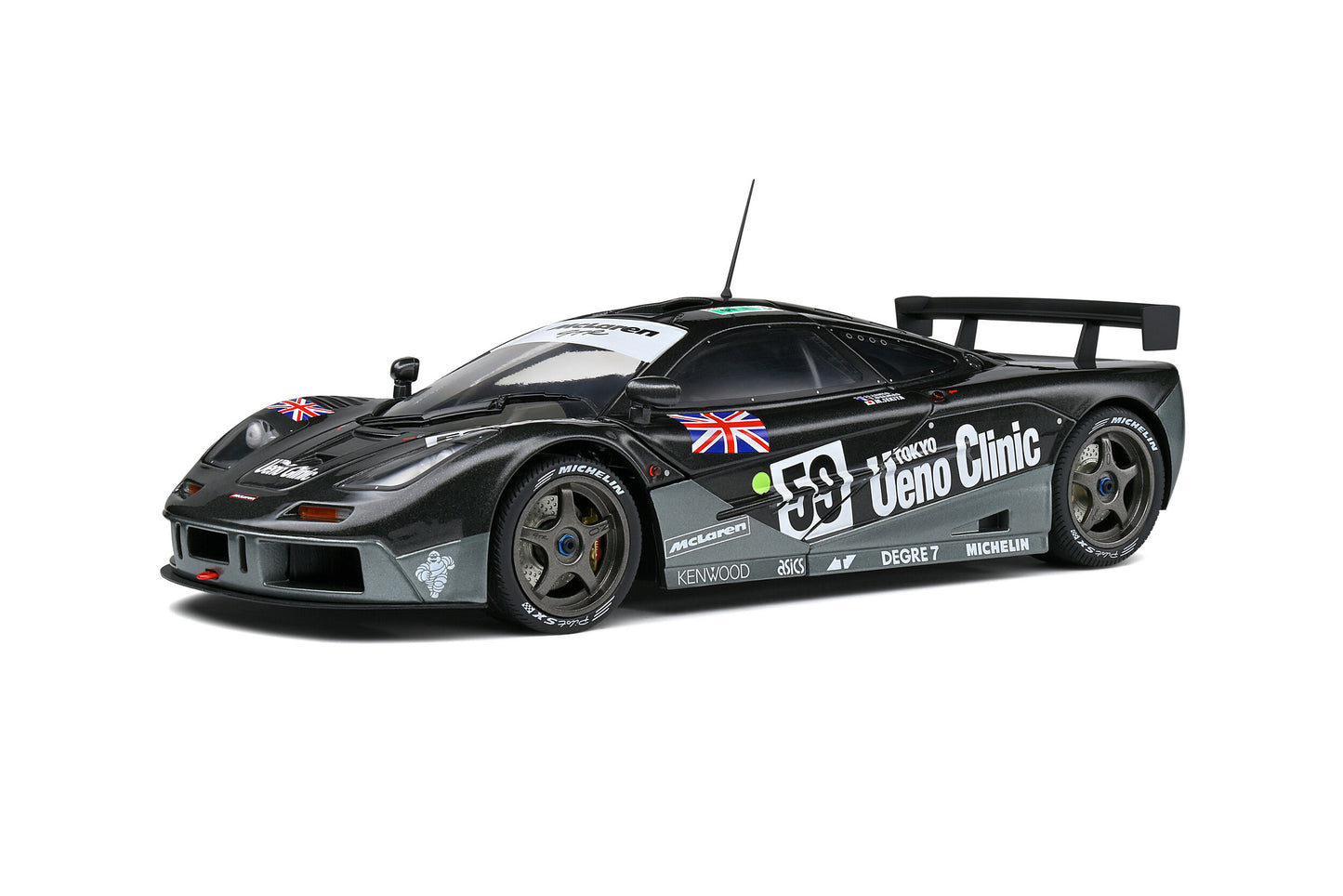 Solido Mclaren F1 GTR 6.1L V12 Short Tail Ueno Clinic #59 Winner Le Mans 1995 Black 1:18