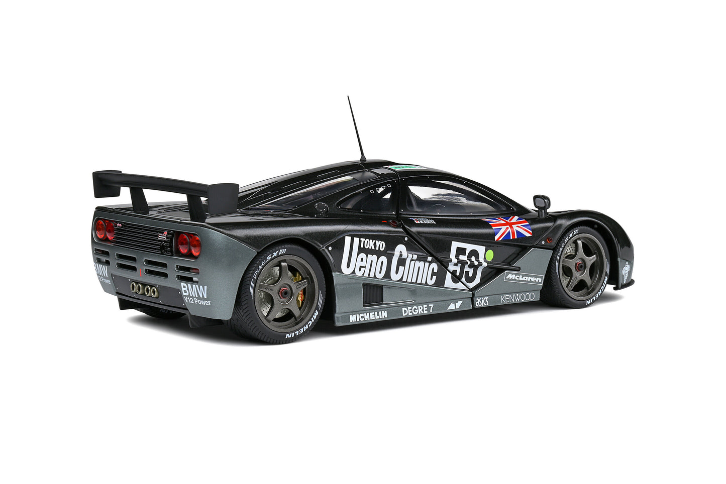 Solido Mclaren F1 GTR 6.1L V12 Short Tail Ueno Clinic #59 Winner Le Mans 1995 Black 1:18
