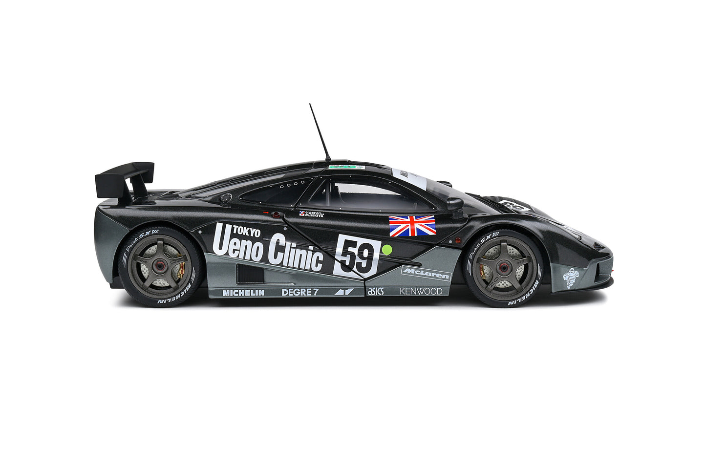 Solido Mclaren F1 GTR 6.1L V12 Short Tail Ueno Clinic #59 Winner Le Mans 1995 Black 1:18