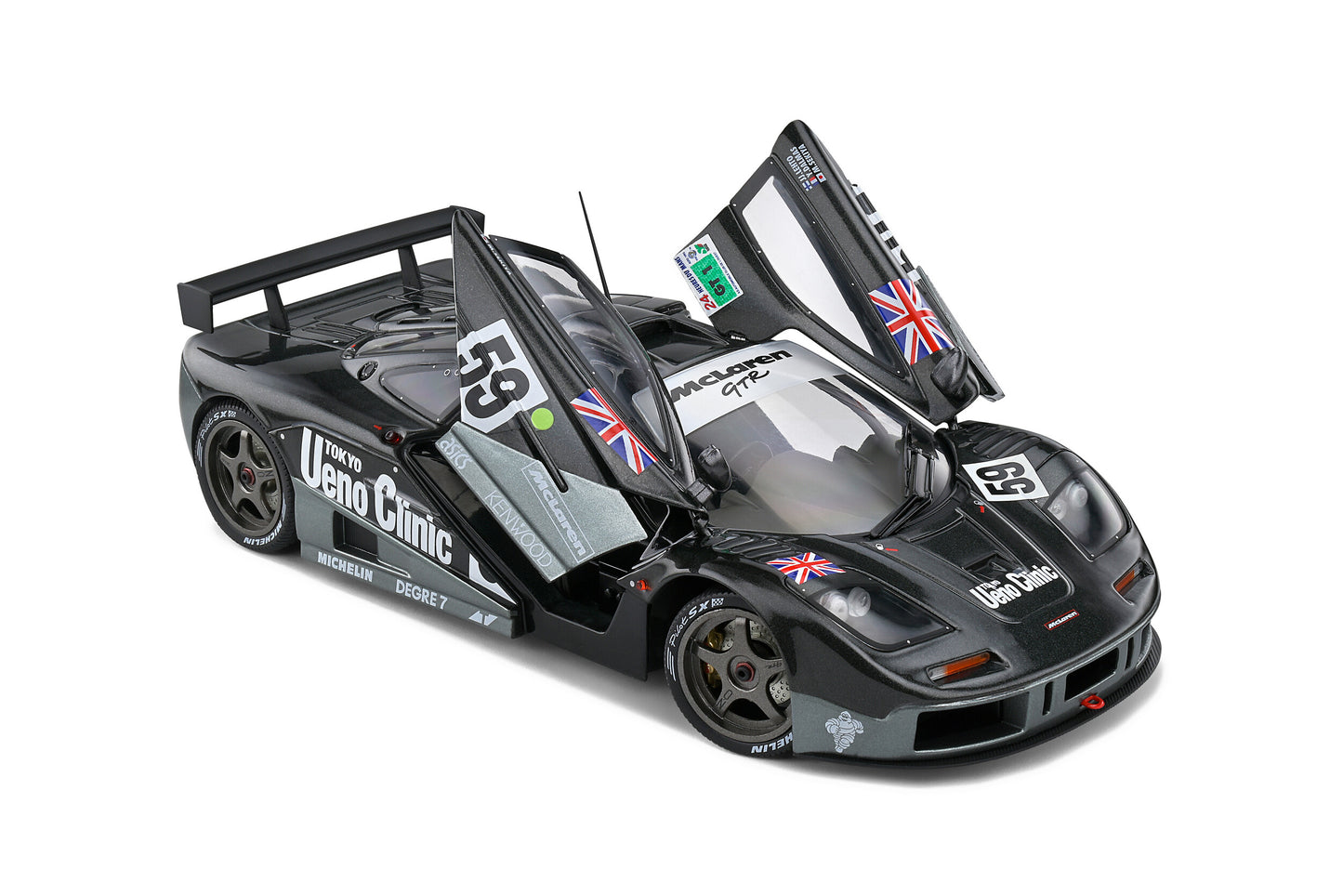 Solido Mclaren F1 GTR 6.1L V12 Short Tail Ueno Clinic #59 Winner Le Mans 1995 Black 1:18