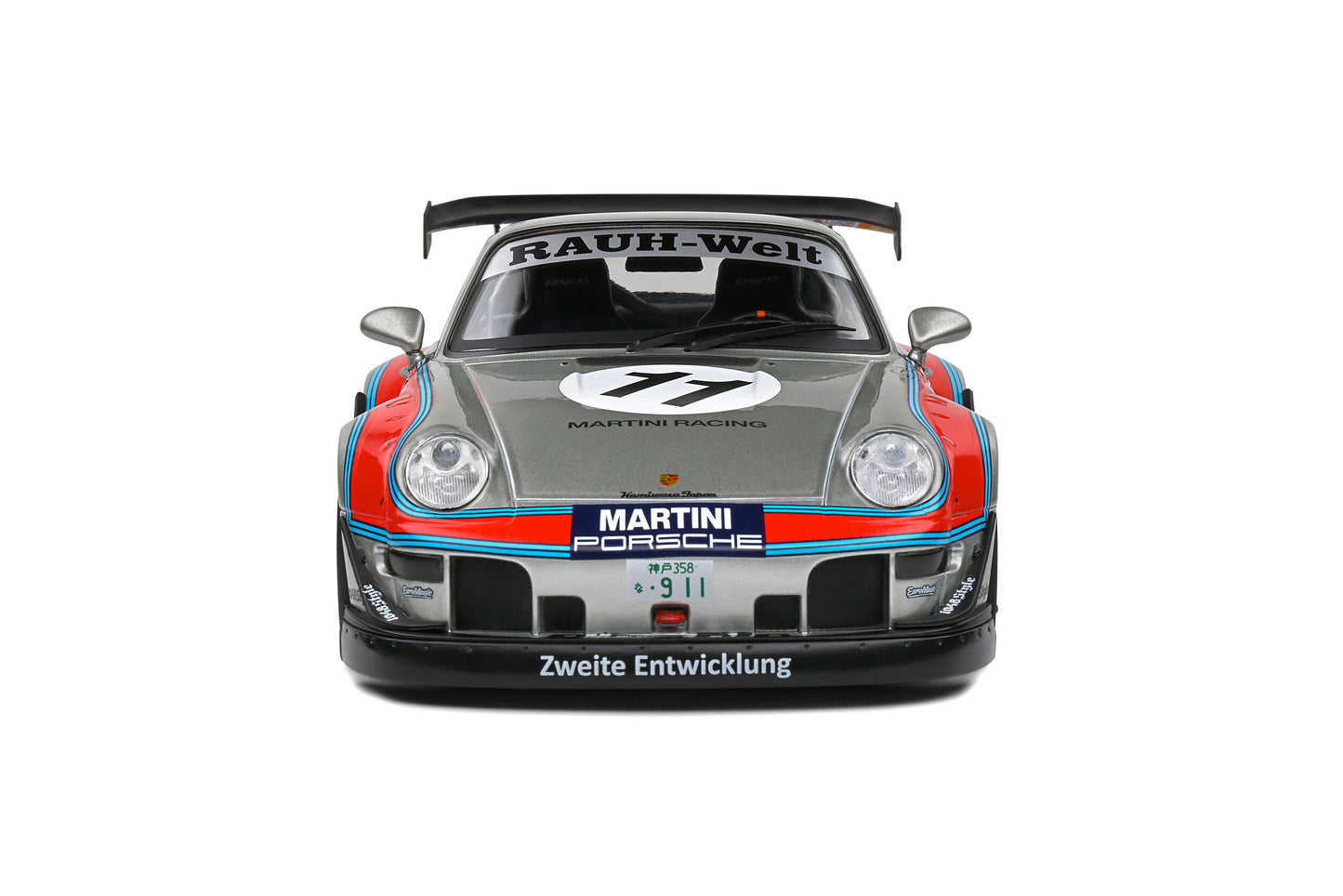 Solido 2020 Porsche 993 RWB Bodykit No 11 Martini Racing Livery Coupe Silver Red Blue 1:18