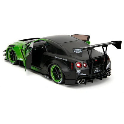 Jada Pink Slips Nissan Skyline GT-R R35 Liberty Walk Green and Black 1:18