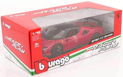 Bburago 2024 Ferrari SF90XX Stradale Rosso Corsa w/ Black Roof Ferrari Red 1:18