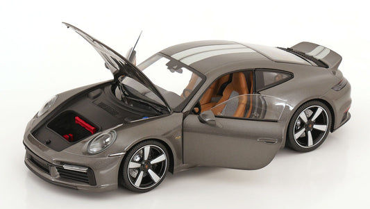 Minichamps 2022 Porsche 911 992 Sport Classic Grey w/ White Stripes 1:18