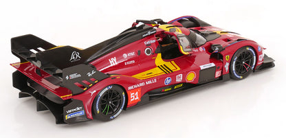 Bburago Ferrari 499P 3.0L Turbo V6 #51 Team Ferrari AF Corse 2025 24hr Le Mans - Red 1:18