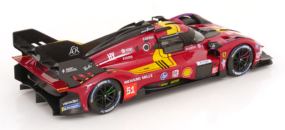 Bburago Ferrari 499P 3.0L Turbo V6 #51 Team Ferrari AF Corse 2025 24hr Le Mans - Red 1:18