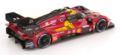Bburago Ferrari 499P 3.0L Turbo V6 #51 Team Ferrari AF Corse 2025 24hr Le Mans - Red 1:18
