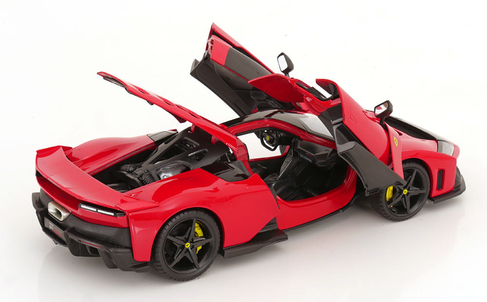 Bburago Race & Play 2024 Ferrari F80 Red (Rossa Corsa) w/ Carbon Wheels 1:18