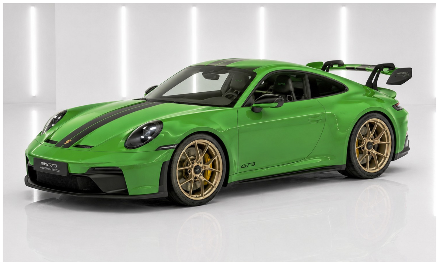 Minichamps 2025 Porsche 911 992.2 GT3 Weissach Pkg Python Green w/ Gold Wheels 1:18