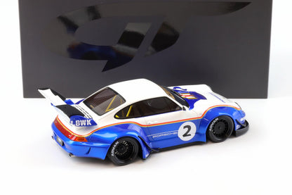 GT Spirit 2023 Porsche 911 993 RWB X No 2 Liberty Walk White and Blue 1:18