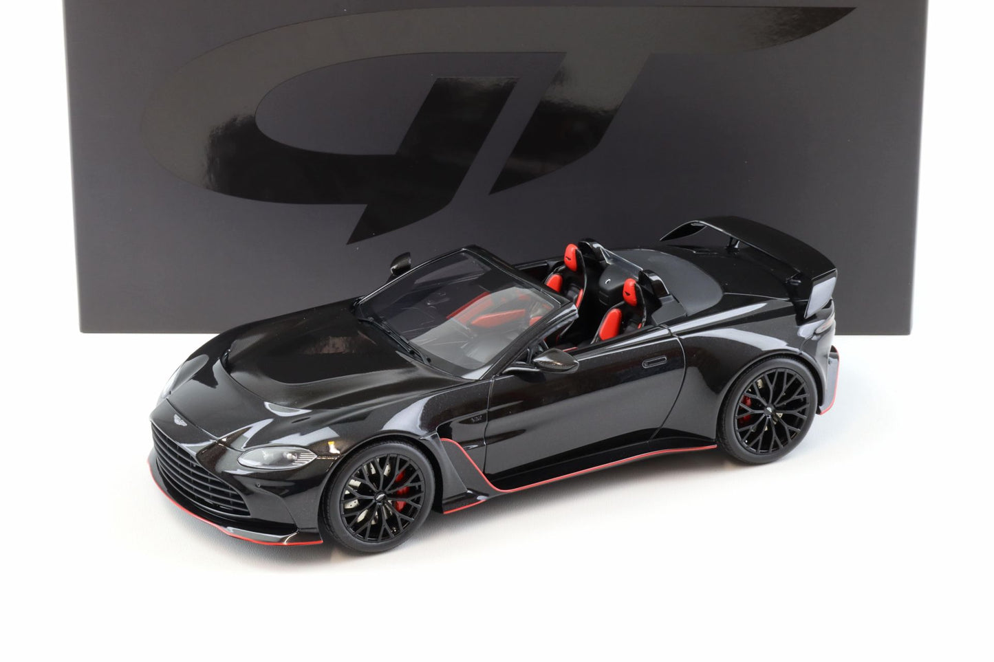 GT Spirit 2023 Aston Martin V12 Vantage Roadster Onyx Black w/ Red Trim 1:18