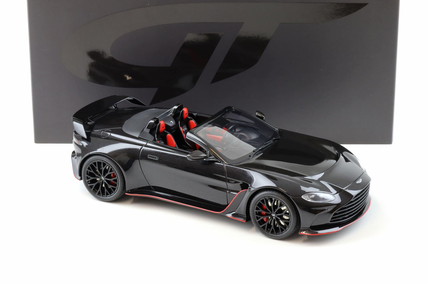 GT Spirit 2023 Aston Martin V12 Vantage Roadster Onyx Black w/ Red Trim 1:18