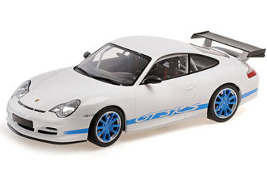 Minichamps 2002 Porsche 911 996 GT3 RS White w/ Blue Deco 1:18