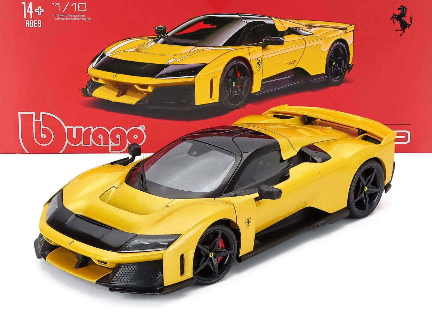 Bburago Signature Series 2024 Ferrari F80 Yellow Metallic (Giallo Tristrato) w/ Black Wheels 1:18