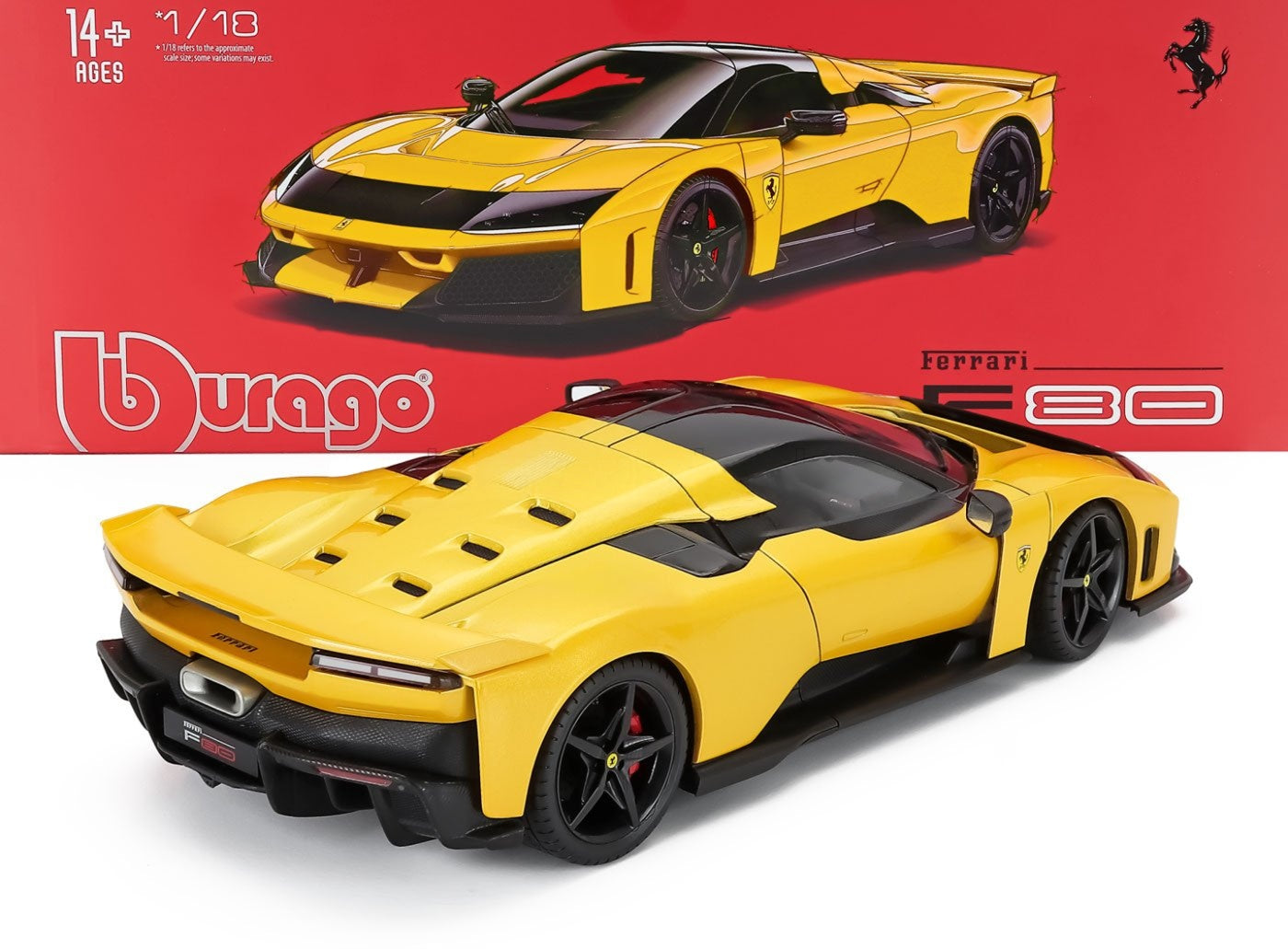 Bburago Signature Series 2024 Ferrari F80 Yellow Metallic (Giallo Tristrato) w/ Black Wheels 1:18