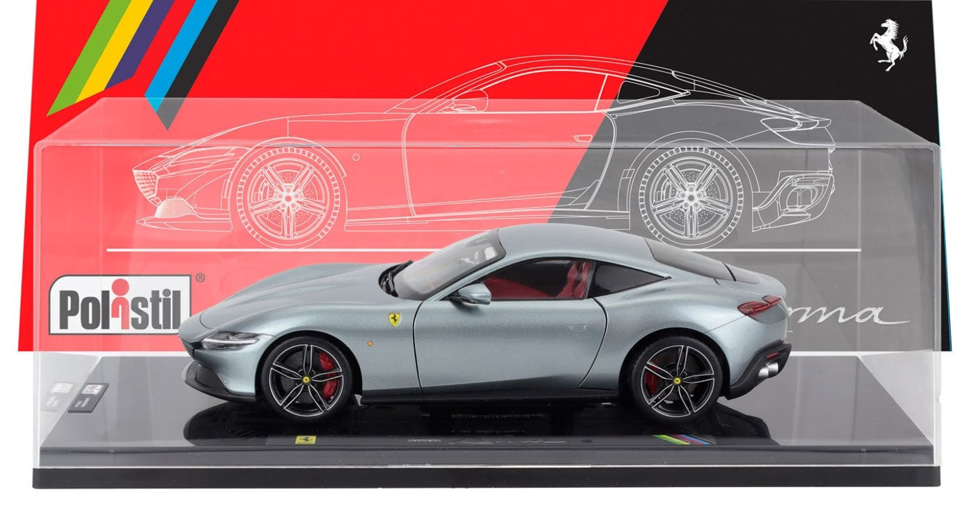 Polistil 2019 Ferrari Roma Grigio Titanio (Grey Metallic) High Fidelity WITH DISPLAY 1:18