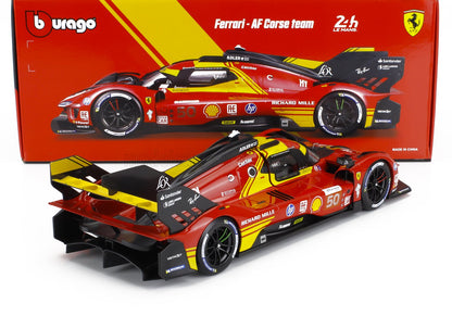 Bburago Ferrari 499P 3.0L Turbo V6 No 50 Team Ferrari AF Corse 2024 24hr Le Mans Winner 1:18