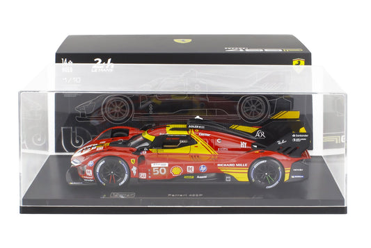 Bburago Ferrari 499P 3.0L Turbo V6 No 50 Team Ferrari AF Corse 2024 24hr Le Mans - Red 1:18 WITH DISPLAY