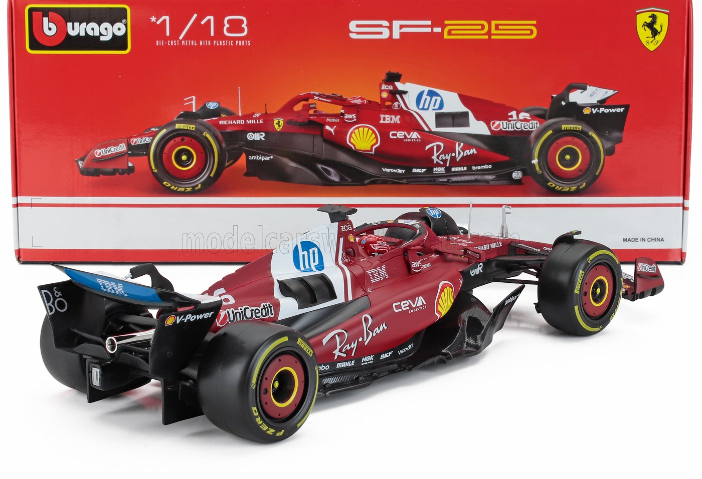 Bburago Ferrari F1 SF-25 Team Scuderia #16 (LeClerc) Season 2025 Red 1:18