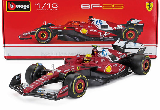 Bburago Ferrari F1 SF-25 Team Scuderia Ferrari HP #44 (Hamilton) Season 2025 Red 1:18