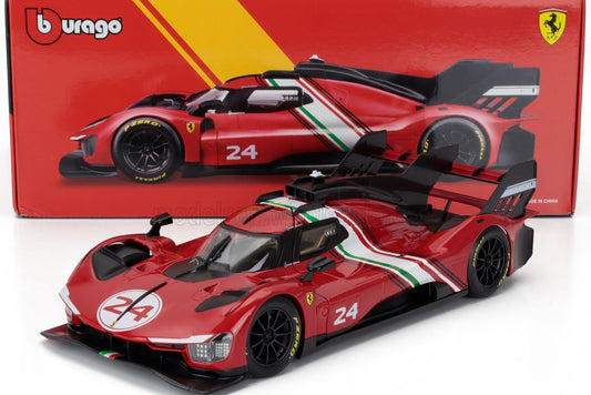 Bburago 2024 Ferrari 499P 3.0L Turbo V6 No 24 Modificata 2024 - Red & Black 1:18