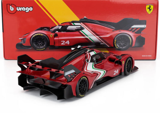 Bburago 2024 Ferrari 499P 3.0L Turbo V6 No 24 Modificata 2024 - Red & Black 1:18
