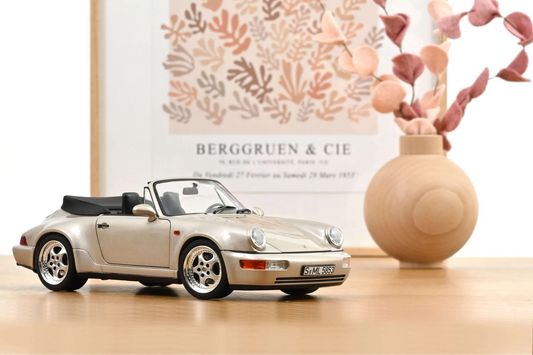 Norev 1992 Porsche 911 964 Carrera Turbo Look Cabriolet Zermatt Silver Metallic 1:18