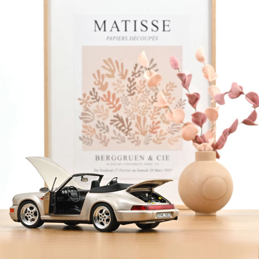 Norev 1992 Porsche 911 964 Carrera Turbo Look Cabriolet Zermatt Silver Metallic 1:18